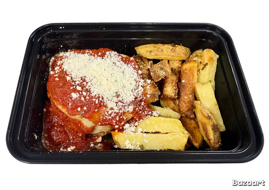 Pizza Turkey Burger & Parmesan Fries