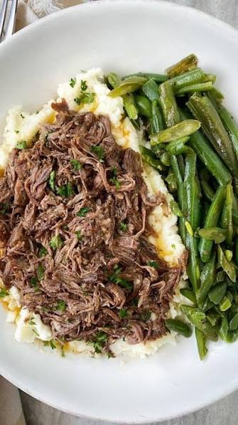 Pot Roast, Green Beans & Mashed Potatoes