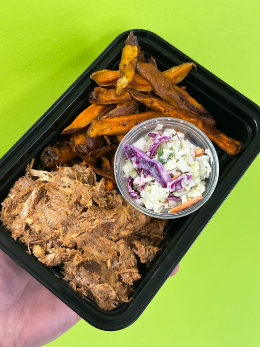 Pulled Pork BBQ, Sweet Potato Fries & Coleslaw