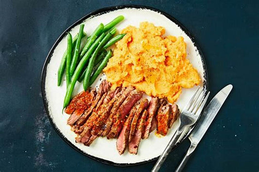 Steak Tips & Sweet Potato Mash