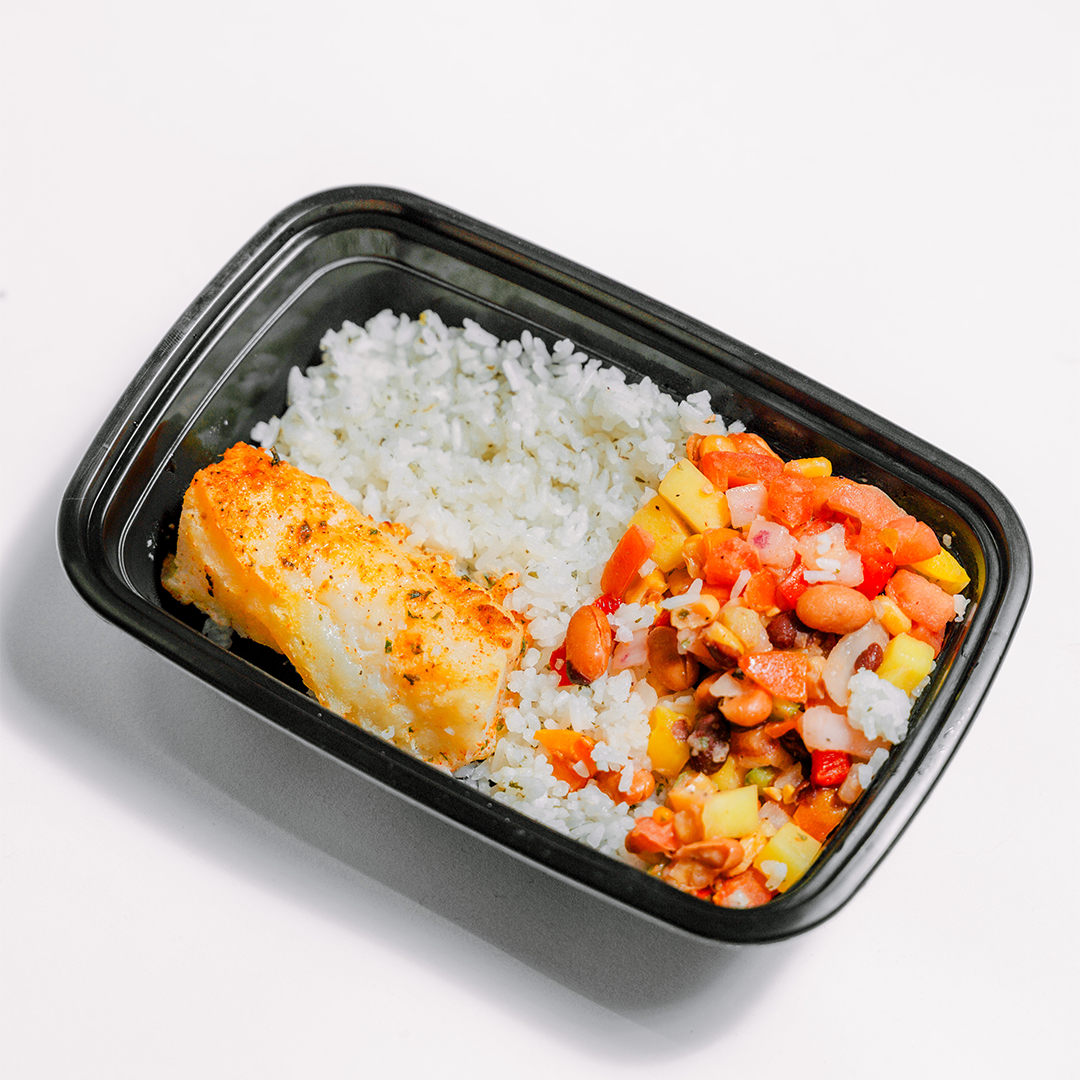 Lemon Butter Cod, Cilantro Lime Rice & Cowboy Caviar
